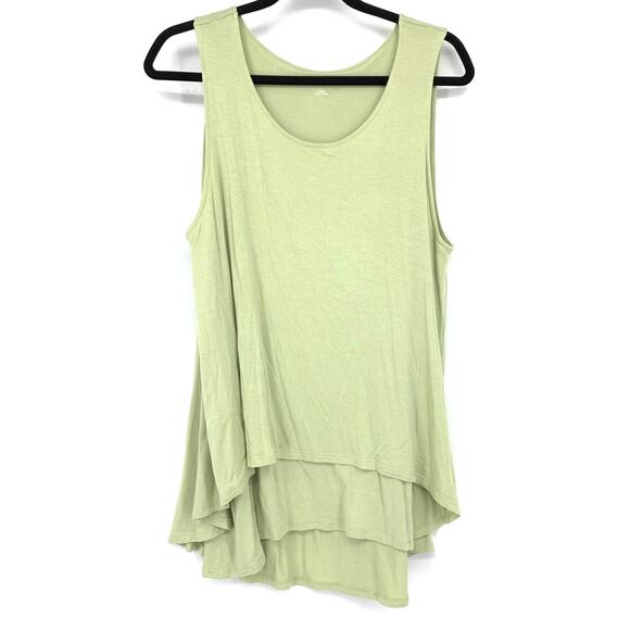 Soft Surroundings Layered Hem Tank Top Womens Size Large Light Green Scoop Neck - Picture 1 of 6